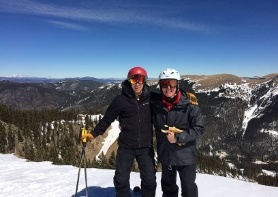 Doctor Peterson and wife skiing