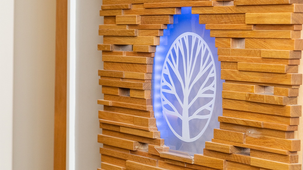 B P S Periodontics logo in reception area